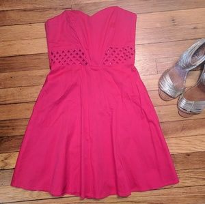Strapless Cocktail Dress with Crisscross Cut Out